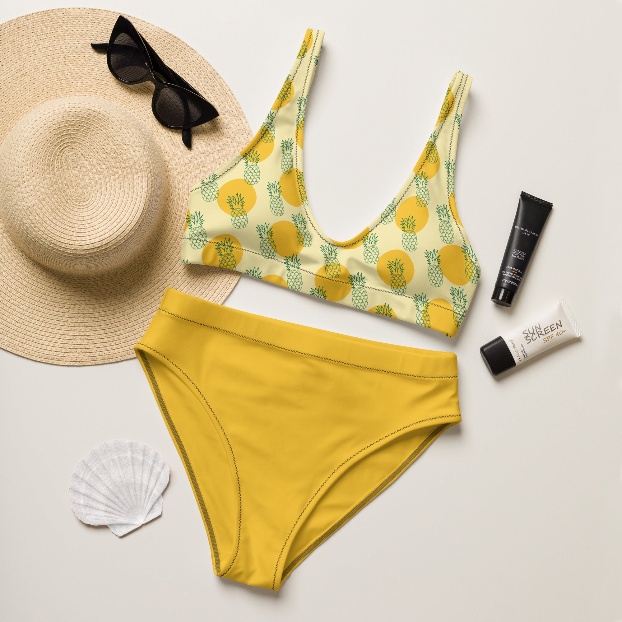 "Pineapple" High-Waisted Bikini